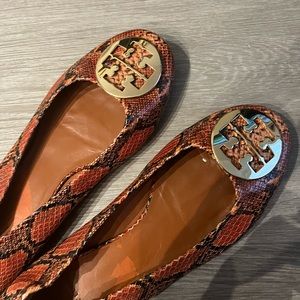 Orange Reptile Tory Burch Flats